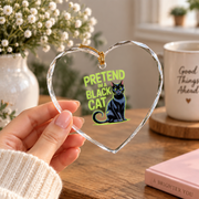 Black Cat Halloween Costume Cute Pet Glass Ornament - Material: Heart Glass Ornament