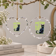 Black Cat Halloween Costume Cute Pet Glass Ornament - Material: Heart Glass Ornament