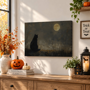 Black Cat Halloween Printable Wall Art Witchy Decor Classic Fall Season Cat Lover Print - Format: Stretched Canvas