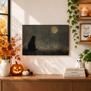 Black Cat Halloween Printable Wall Art Witchy Decor Classic Fall Season Cat Lover Print - Format: Unframed Paper Poster