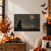 Black Cat Halloween Printable Wall Art Witchy Decor Classic Fall Season Cat Lover Print - Format: Unframed Paper Poster