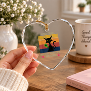 Black Cat Pickleball Funny Sports Lover Glass Ornament - Material: Heart Glass Ornament