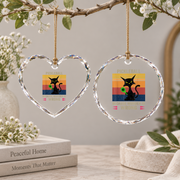Black Cat Pickleball Funny Sports Lover Glass Ornament - Material: Heart Glass Ornament