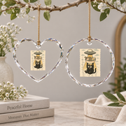 Black Cat UFO Ramen Alien Funny Glass Ornament - Material: Heart Glass Ornament