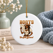 Black History Boots On The Ground Cowgirl Glass Ornament - Material: Circle Ceramic Ornament
