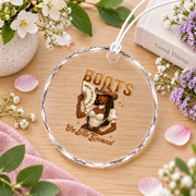 Black History Boots On The Ground Cowgirl Glass Ornament - Material: Circle Glass Ornament