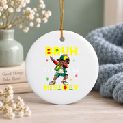 Black History Month African American Men Glass Ornament - Material: Circle Ceramic Ornament