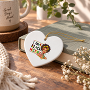 Black History Month African American Woman Glass Ornament - Material: Heart Ceramic Ornament