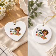 Black History Month African American Woman Glass Ornament - Material: Heart Ceramic Ornament