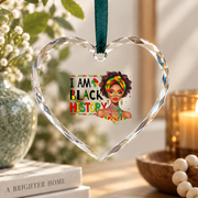 Black History Month African American Woman Glass Ornament - Material: Heart Glass Ornament