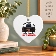 Black Queen Afro Beauty Gift Glass Ornament - Material: Heart Ceramic Ornament