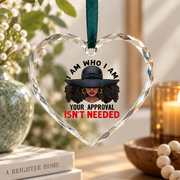 Black Queen Afro Beauty Gift Glass Ornament - Material: Heart Glass Ornament