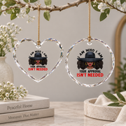 Black Queen Afro Beauty Gift Glass Ornament - Material: Heart Glass Ornament
