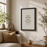 Blessed Are The Pure In Heprint, Matthew 5 8, The Beatitudes Print Sermon On The Mount, Christ Quotes, Pure Heart, Favorite Bible Verses Wall Art, Modern Wall Decor, 12x18 UNFRAMED - Format: Black Framed Poster
