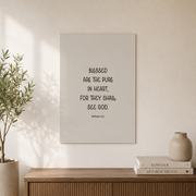 Blessed Are The Pure In Heprint, Matthew 5 8, The Beatitudes Print Sermon On The Mount, Christ Quotes, Pure Heart, Favorite Bible Verses Wall Art, Modern Wall Decor, 12x18 UNFRAMED - Format: Unframed Paper Poster