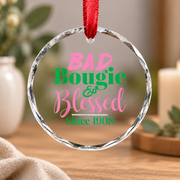 Blessed Christian Pearl Faith Glass Ornament - Material: Circle Glass Ornament