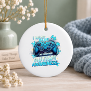Blue Autism Awareness Game Lover Ornament Glass Ornament - Material: Circle Ceramic Ornament