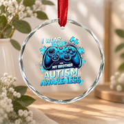 Blue Autism Awareness Game Lover Ornament Glass Ornament - Material: Circle Glass Ornament