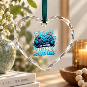 Blue Autism Awareness Game Lover Ornament Glass Ornament - Material: Heart Glass Ornament
