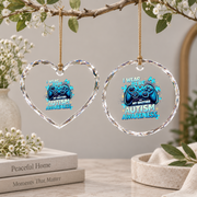 Blue Autism Awareness Game Lover Ornament Glass Ornament - Material: Heart Glass Ornament