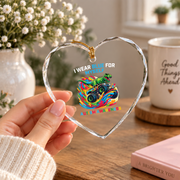 Blue Autism Dinosaur Awareness Ornament Glass Ornament - Material: Heart Glass Ornament