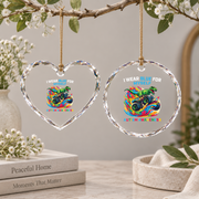 Blue Autism Dinosaur Awareness Ornament Glass Ornament - Material: Heart Glass Ornament