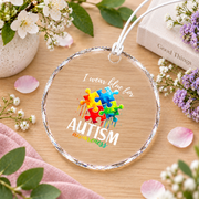 Blue Autism Puzzle Piece Awareness Ornament Glass Ornament - Material: Circle Glass Ornament