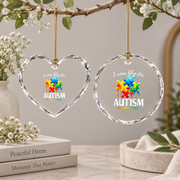 Blue Autism Puzzle Piece Awareness Ornament Glass Ornament - Material: Heart Glass Ornament