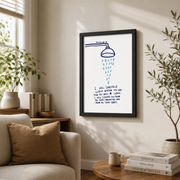 Blue Bible Verse Bathroom Wall Art Set, Modern Psalm 51 Prints - Format: Black Framed Poster