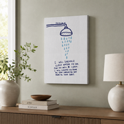 Blue Bible Verse Bathroom Wall Art Set, Modern Psalm 51 Prints - Format: Stretched Canvas