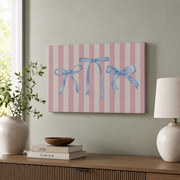 Blue Bow Wall Art Coquette Preppy Poster Trendy Apartment Nursery Girly Aesthetic Decor UNFRAMED - Format: Stretched Canvas