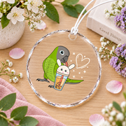 Boba Tea Parrot Dusky Headed Conure Glass Ornament - Material: Circle Glass Ornament