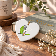 Boba Tea Parrot Dusky Headed Conure Glass Ornament - Material: Heart Ceramic Ornament