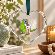 Boba Tea Parrot Dusky Headed Conure Glass Ornament - Material: Heart Glass Ornament