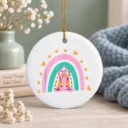 Bohemian Meditation Rainbow Yoga Glass Ornament - Material: Circle Ceramic Ornament