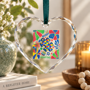 Boho Autism Awareness Puzzle Piece Glass Ornament - Material: Heart Glass Ornament