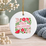 Boho Flower Watermelon Artistic Glass Ornament - Material: Circle Ceramic Ornament