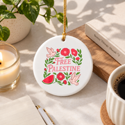 Boho Flower Watermelon Artistic Glass Ornament - Material: Circle Ceramic Ornament