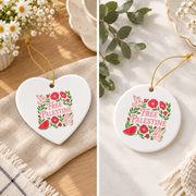 Boho Flower Watermelon Artistic Glass Ornament - Material: Heart Ceramic Ornament