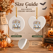 Book Lover Ghost Halloween Ornament with Cute Reading Theme Glass Ornament - Material: Heart Ceramic Ornament