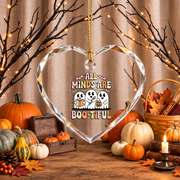 Book Lover Ghost Halloween Ornament with Cute Reading Theme Glass Ornament - Material: Heart Glass Ornament