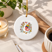 Book Lover Goose Reading Funny Gift Glass Ornament - Material: Circle Ceramic Ornament