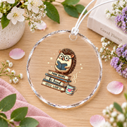 Book Lover Hedgehog Reading Books Reader Glass Ornament - Material: Circle Glass Ornament