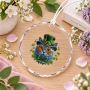 British Shorthair Cat Leprechaun St Patrick's Glass Ornament - Material: Circle Glass Ornament