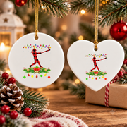 Buffalo Plaid Softball Christmas Glass Ornament - Material: Heart Ceramic Ornament