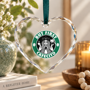 But First Cafecito Latino Coffee Lover Morning Drink Gift Glass Ornament - Material: Heart Glass Ornament