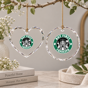 But First Cafecito Latino Coffee Lover Morning Drink Gift Glass Ornament - Material: Heart Glass Ornament