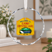 Camp Crystal Lake Outdoor Adventure Ceramic Ornament - Material: Circle Glass Ornament
