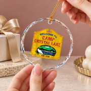 Camp Crystal Lake Outdoor Adventure Ceramic Ornament - Material: Circle Glass Ornament