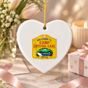Camp Crystal Lake Outdoor Adventure Ceramic Ornament - Material: Heart Ceramic Ornament